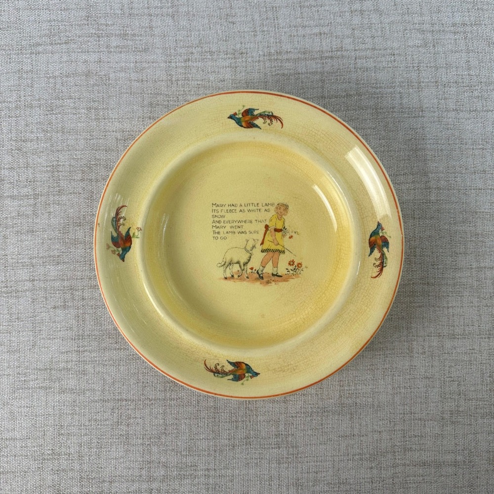 Vintage Mary Had a Little Lamb Child's Plate 8.25" Nursery Rhyme